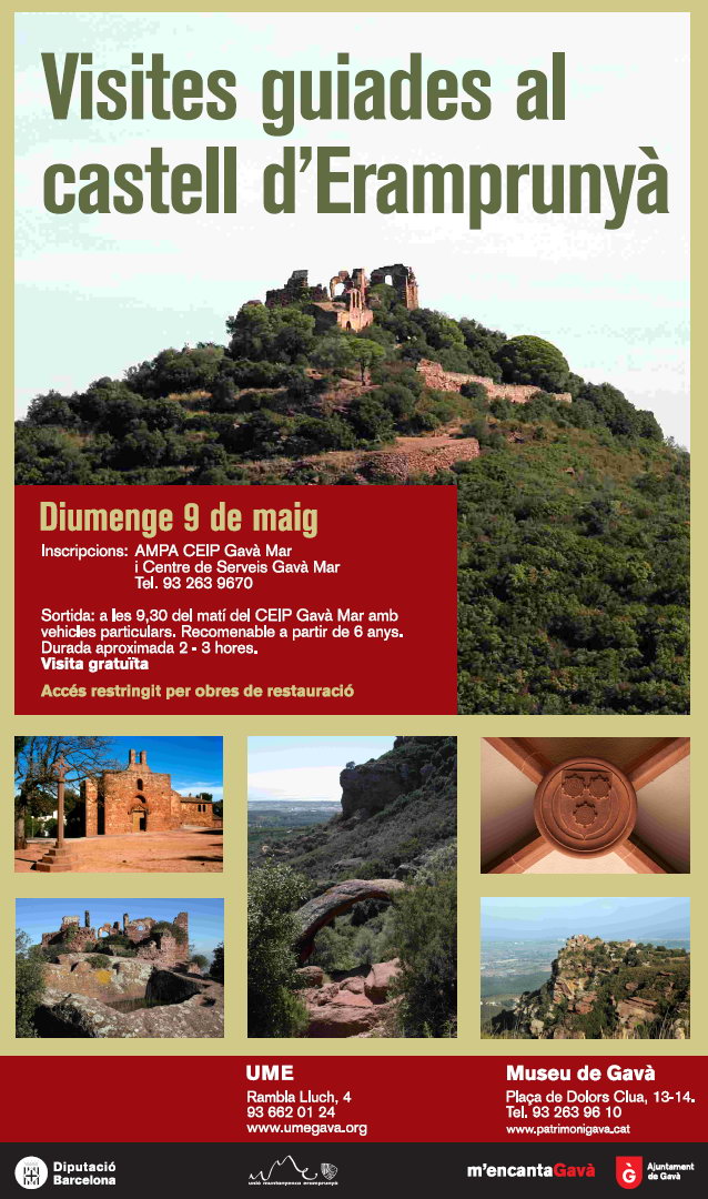 Cartel de la visita guiada organizada desde la escuela de Gav Mar al Castillo de l'Erampruny (9 de Mayo de 2010)